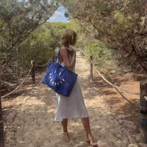Mercules Tote Bags | Canvas Tote Smiley Azul