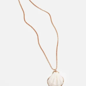 Mercules Bisuteria | Collar Concha Blanca Y Cordon Naranja