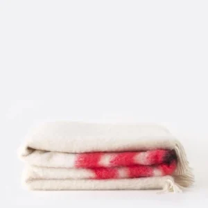 Mercules Mantas | Manta De Mohair Coral Y Blanco
